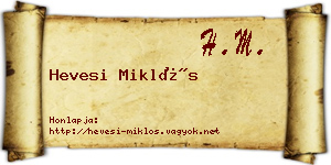 Hevesi Miklós névjegykártya