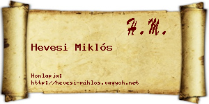 Hevesi Miklós névjegykártya